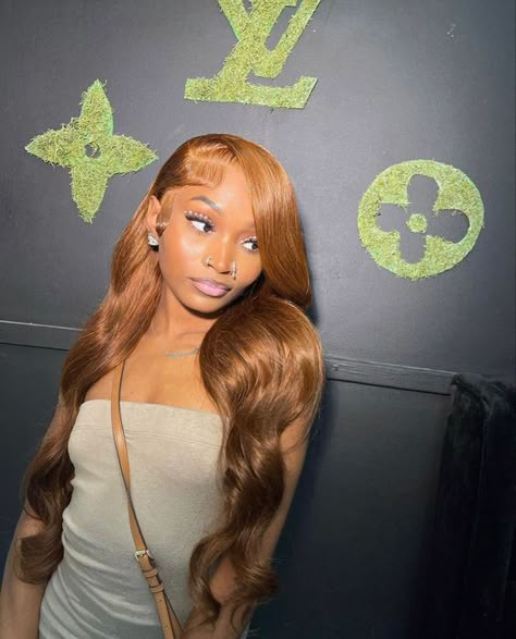 frontal wig hairstyles color brown Hairstyles Color Brown, Frontal Wig Hairstyles Color, Wig Hairstyles Color, Colored Wigs On Dark Skin, Cute Weave Hairstyles, Cabin Trip, Frontal Wig Hairstyles, Lace Fronts, Hd Lace Wig