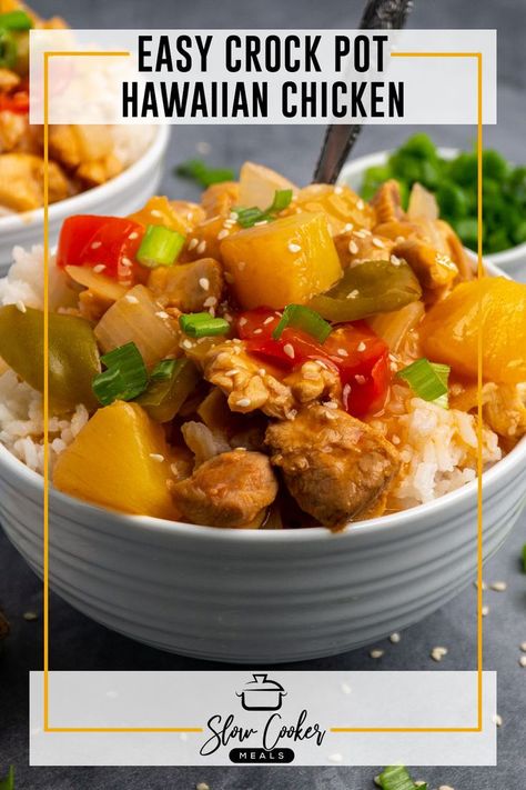 Close up of Hawaiian chicken on top of a bowl of rice. Leftover Pork Tenderloin, Sweet Sour Pork, Pepper Pork, Raw Pork, Leftover Pork, Riced Cauliflower, Pineapple Water, Hawaiian Chicken, Plain Chicken