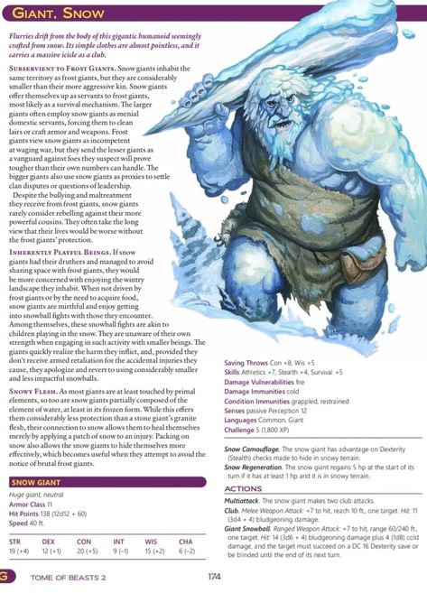 Dnd Ice Dragon, Dnd Snow Monsters, Giants Dnd, Ice Creature, Ice Monster, Dnd Monster, Dungeons And Dragons Races, Monster Manual, Plant Monster