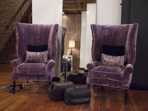 Velvet wingback chair