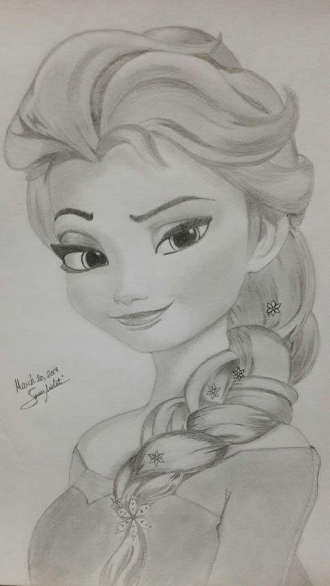 Princesa Anna Frozen, Disney Pencil Drawings, Elsa Drawing, Pencil Sketches Easy, Cute Easy Paintings, Cartoon Drawing Tutorial, Pencil Sketch Drawing, Disney Princess Drawings, Princess Drawings