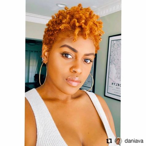 Ginger Mohawk Black Women, Short Hair Color For Black Women, Short Ginger Natural Hair Black Women, Amber Blonde Hair On Black Women, Copper Hair On Black Women Natural, Short Copper Hair On Black Women, Short Ginger Hair Black Women, Twa Mohawk, Short Haircut Designs