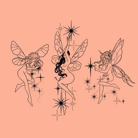 Fairy Tattoo Mushroom, Blackwork Fairy Tattoo, Line Art Fairy Tattoo, Fairy Garden Tattoos For Women, Pixie Tattoo Designs, Fairy With A Knife Tattoo, Fairy Princess Tattoo, Fairy Tattoo Sketch, Edgy Fairy Tattoo