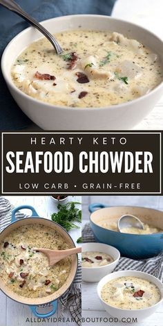 Seafood Tacos, Chowder Recipes Seafood, Keto Seafood, Low Carb Low Fat Recipes, Seafood Chowder, Best Low Carb Recipes, Keto Soup, Recetas Keto, Low Carb Soup