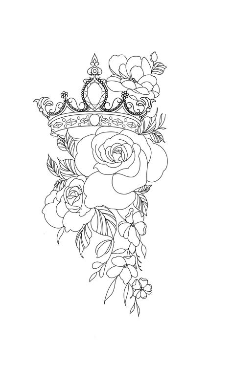 Crown Tattoos For Women, Fierce Tattoo, Word Tattoo Ideas, Unique Half Sleeve Tattoos, Cute Thigh Tattoos, Line Tattoo Ideas, Hipster Drawings, Word Tattoo, Cool Tattoo