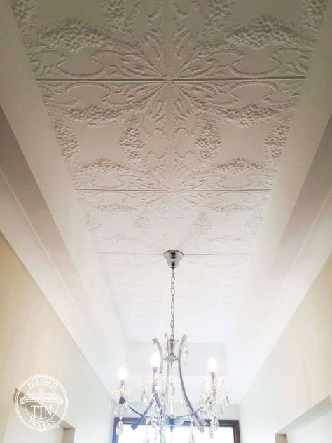 Pressed Tin Panels Flannel Flower ceiling Tin Panels Ideas, White Metal Ceiling Ideas, Luxury Homesteading, Victorian Laundry Room, Victorian Laundry, Metal Panel Ceiling, Pressed Tin Panel, Pressed Metal Ceiling, Pressed Tin Ceiling