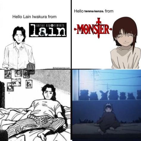 Lain Serial Experiments, Lies Meme, Johan Liebert, Lain Iwakura, Monster Anime, Serial Experiments Lain, Anime Suggestions, Cardboard Box Crafts, Anime Monsters