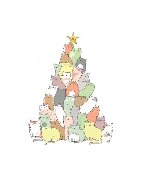 This adorable Christmas card features a Christmas tree spilling over with cute, cheeky cats. This card was inspired by my cats fascination with playing with and hiding inside our Christmas tree. Its the perfect Christmas gift for a fellow cat lover!  Printed on a white card, measures A6 Brown envelope included. Blank inside for your own personal message. Hand made and shipped from Australia in a firm mailer. International shipping times are between 1-3 weeks.   Send me a message if you have ... Christmas Humor Ecards, Funny Christmas Tree, Cats Christmas, Christmas Card Set, Meowy Christmas, Navidad Diy, Funny Christmas Gifts, Christmas Funny, Funny Christmas Cards