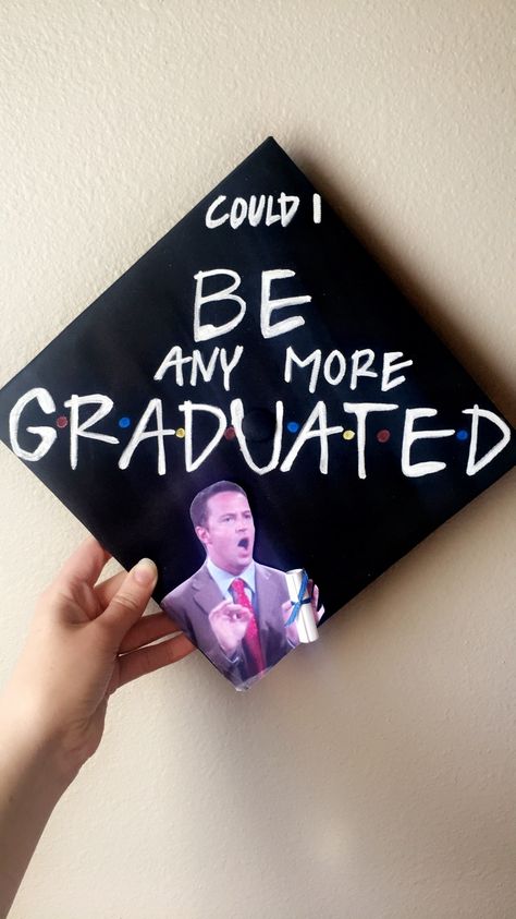 FRIENDS grad cap idea Friends Cap Graduation, Friends Cap Decoration Graduation, Graduation Cap Designs Tv Shows, Graduation Cap Designs Friends Tv Show, Friends Graduation Cap Designs, Graduation Cap Friends Tv Show, Friends Themed Graduation Cap, Friends Graduation, Graduation Cap Designs Friends