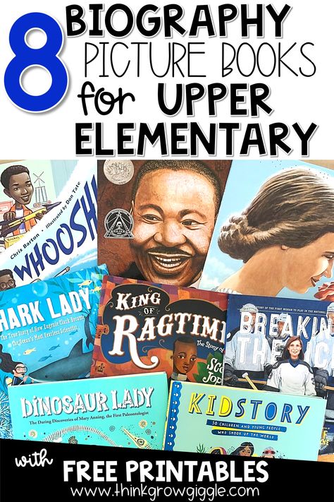 This list of best biography picture books is perfect for upper elementary classrooms this year! Perfect for 3rd, 4th & 5th grade kids, the activities & project ideas included for biographies are simple and easy to implement. Click the pin to check out these essential books! Picture Books For Upper Elementary, Novel Study Units, Best Biographies, Elementary School Library, Activities Ideas, Reading Comprehension Strategies, Reading Library, Biography Books, Read Alouds