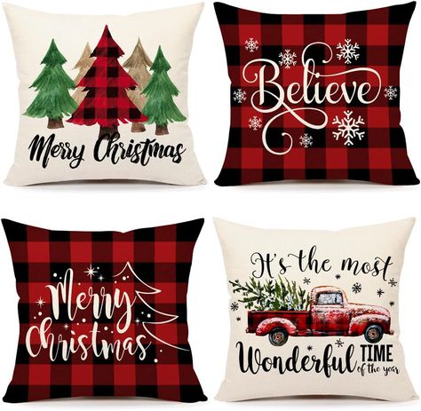 Black Farmhouse Christmas, Farmhouse Christmas Decorations, Black Farmhouse, Buffalo Check Christmas, Christmas Cushion Covers, Christmas Pillows, Christmas Cushions, Holiday Pillows, 20x20 Pillow Covers