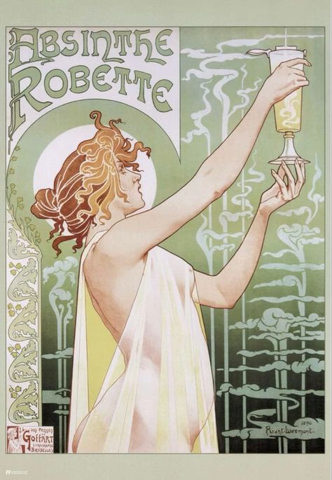 Absinthe Art, Art Du Vin, Cocktail Decoration, Art Nouveau Poster, Cool Wall Decor, Wine Art, Stretched Canvas Wall Art, Ad Art, Absinthe