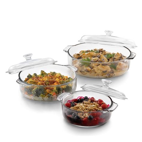 Libbey Baker's Basics 3-piece Glass Bake Set with 3 Covers, Clear, Size 1 Quart Casserole Dish Set, Glass Bakeware, Baking Dish Set, Casserole Set, Flavorful Vegetables, Ceramic Bakeware, Best Casseroles, Keep Food Warm, Glass Baking Dish