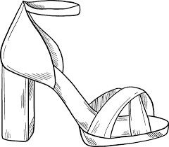 Shoes Outline Drawing, High Heel Shoe Drawing, Footwear Drawing Sketch, Footwear Sketches Design, Shoes Drawing High Heel, Heels Drawing Sketches, Sketches Of Shoes, Shoe Sketches Drawings, Heel Sketch