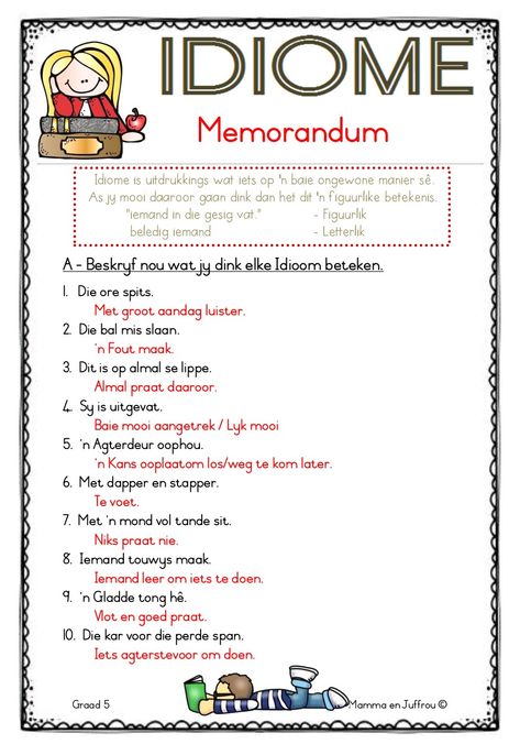 Afrikaans Language Worksheets Grade 8, Afrikaans Worksheets Grade 5, Afrikaans Language Grade 4, Afrikaans Notes, Afrikaans Plakkate, Graad 5 Afrikaans, Afrikaans Idiome, Afrikaans Werkkaarte, Afrikaans Words