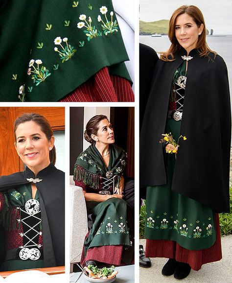 The Danish royal ladies wearing Faroese traditional costumes Danish Folk Costumes, Denmark Clothing, Danish Clothing, Nordic Clothing, Fair Costume, Scandinavian Costume, Danish Culture, National Clothes, Cultural Festival