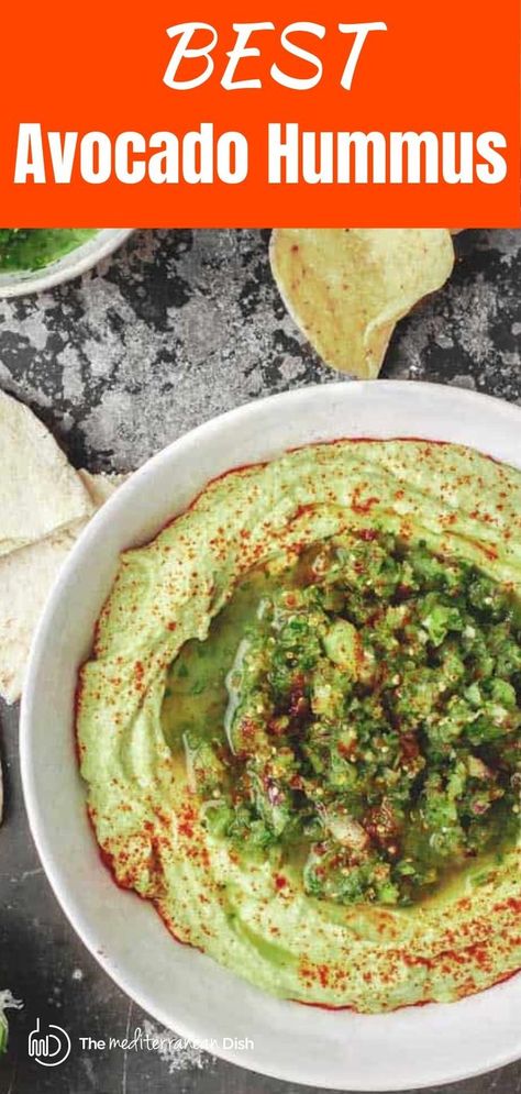 Avocado Hummus Recipe, Hummus Recipe Homemade, Pot Recipes Healthy, The Mediterranean Dish, Avocado Hummus, Tomatillo Salsa, Brown Spots Removal, 140 Pounds, Mediterranean Dishes