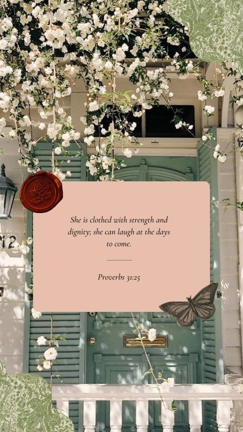 Proverbs 31:25 #vintage #wallpaper #nature #bibleverse Proverbs 31 25 Wallpaper, Book Launch Party, Motivational Bible Verses, Christian Backgrounds, Bible Quotes Wallpaper, Powerful Bible Verses, Verses Wallpaper, Mood Wallpaper, Wallpaper Nature