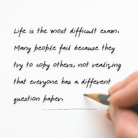 I true quote about how this life is just like an exam, being the most difficult. Sometimes we don't even realize we are copying others until we examine our lives and finally say, 'Are these really my answers to my exam? Are these answers truly from me?' Examination Quotes, Question Paper, Funny Short Videos, True Quotes, Me Quotes, Life Is, Life Quotes, Quotes