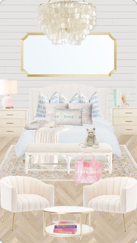 Light Pink Coastal Bedroom, Preppy Master Bedrooms Decor, Costal Granddaughter Aesthic Room Pink, Neutral Preppy Bedroom, Pink Coastal Granddaughter Room, Pottery Barn Rooms, Light Preppy Room, Coastal Preppy Room, Justkass House