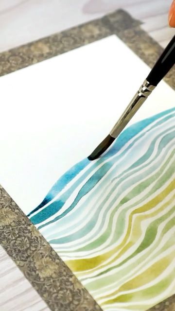 Line Watercolor Art, Watercolor Waves Tutorial, Lou Davis Art, Summer Watercolor Paintings Easy, Line Art Watercolor, Watercolour Exercises, Watercolor Waves, Watercolor Exercises For Beginners, Ink And Watercolor Art Ideas