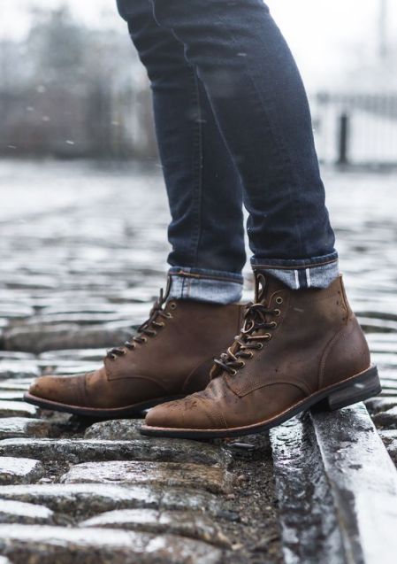 Brown Leather Vanguards Thursday Boot Company, Boots And Jeans, Boots Outfit Men, Thursday Boots, Mens Dress Boots, Boating Outfit, Mens Boots Fashion, Mens Leather Boots, Boots Mens