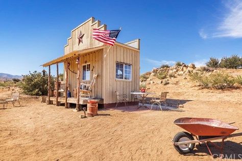 Wild West Cowboy Style Tiny House Pioneertown CA Photos | Apartment Therapy Small Residence, Tiny Guest House, Log Home Living, Park Model Homes, Prefab Cabins, Best Tiny House, Getaway Cabins, Home On The Range, Tiny House Movement