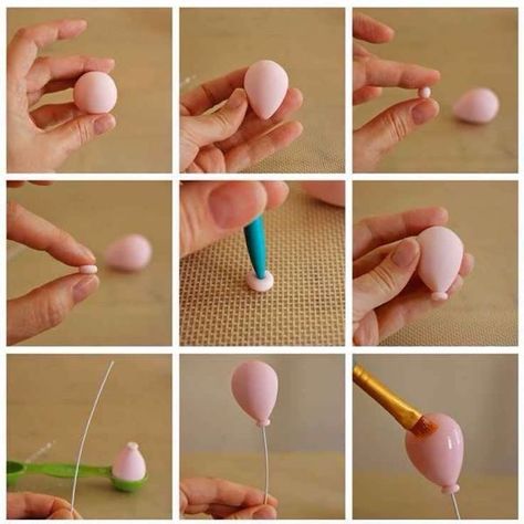 Fondant Balloons, Decorating With Fondant, Making Fondant, Idee Babyshower, Fondant Rose, Cake Decorating With Fondant, Cake Topper Tutorial, Creative Cake Decorating, Fondant Cake Toppers