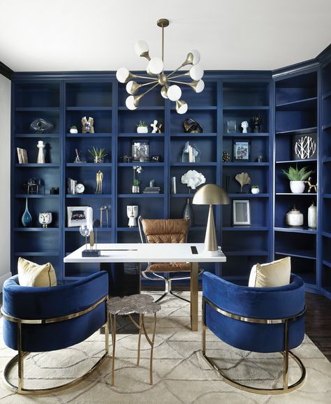 Navy Blue Office Ideas, Blue Office Ideas, Blue Office Decor, Navy Bedroom Decor, Hamptons Interior Design, Hamptons Interior, Allen Texas, Home Office Closet, Pantone 2020