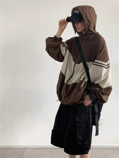 Green Outerwear, Hip Hop Sweatshirts, Baggy Hoodie, Estilo Hippy, Patchwork Coat, Korean Streetwear, Decoration Vintage, Polyester Jacket, Patchwork Jacket