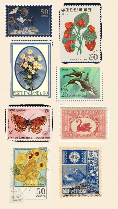 Old Stamps Vintage, Post Stamp Vintage, Postage Stamp Template, Stamps Aesthetic, Conference Merch, Fun Things To Draw, Cute Stamps, Postage Stamp Design, Scrapbook Printing