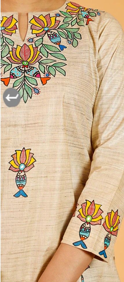 Kurti Painting Design, Hand Painted Kurti Designs, Fabric Painting On Kurti, Onam Sarees, Shirt Painting Ideas, Painting Sarees, Punjabi Design, Trendy Kurtis, Painted Dupatta