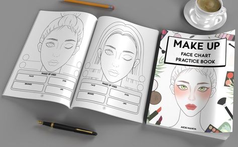 Make Up Face Chart, Cosmetology Teacher, Bride Eye Makeup, Blank Face, Makeup Book, Makeup Practice, Journal Ideas Templates, Make Up Face, Makeup Books