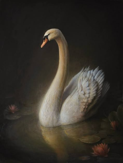 Cardinal Painting, Swan Painting, Swans Art, St Paul Minnesota, Ancient Mythology, White Swan, Art Diary, Fairytale Art, Ethereal Art