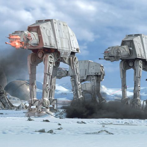 AT-AT Walker (All Terrain Armored Transport) Star Wars Battle, At At Walker, Star Wars Vehicles, Star Wars Battlefront, Star Wars Tattoo, Star Wars Empire, Star Wars Ships, Star Wars Wallpaper, Star Wars Artwork