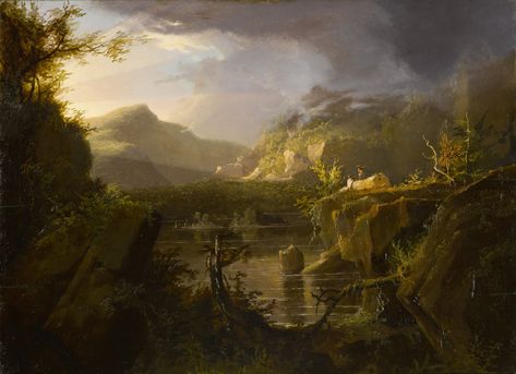 Romantic Landscape by Thomas Cole Romanticism Artists, Romantic Landscape, Hudson River School, Romantic Period, Romantic Paintings, Romantic Photos Couples, Nature Collection, Plein Air Paintings, Romantic Art