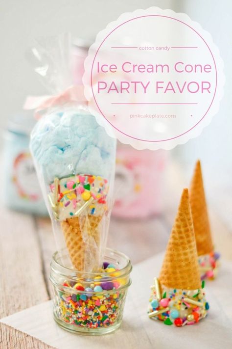 Fancy Ice Cream Cones, Cotton Candy Cones Favors, Cotton Candy Favors Birthday, Fancy Cotton Candy, Cone Party Favors, Ice Cream Cone Party, Ice Cream Birthday Party Theme, Cotton Candy Ice Cream, Ice Cream Party Favors