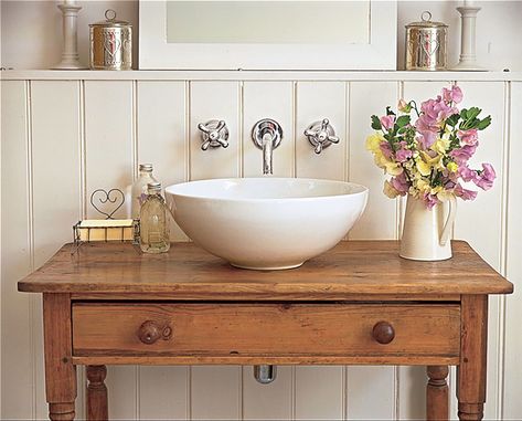 DIY Bathroom Remodel Ideas - This Old House Rustic Bathroom Vanities, Cottage Bathroom, Vessel Sink Bathroom, Downstairs Bathroom, Bathroom Redo, Bathroom Renos, Rustic Bathroom, Bath Ideas, New Bathroom