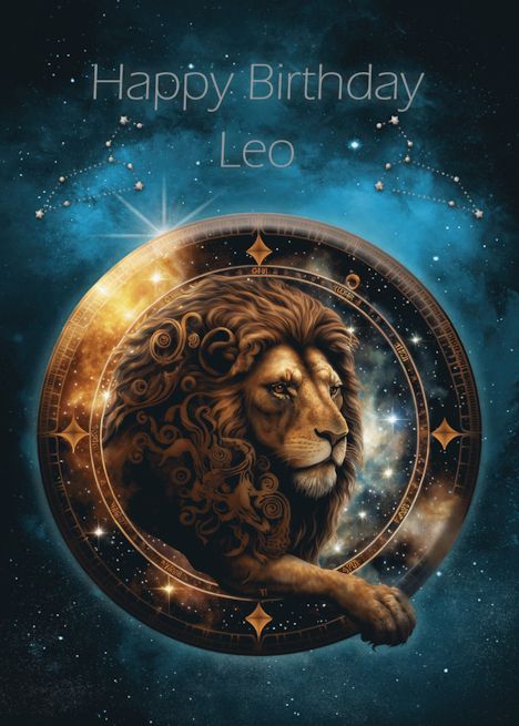 Leo Birthday with Bold Lion Leo Zodiac Sign and Leo Constellation card Happy Birthday Leo Queen, Leo Wallpaper Zodiac, Happy Birthday Lion, Leo Wallpaper Zodiac Lion, Bday Images, Leo Zodiac Poster, Happy Birthday Leo, Birthday Leo, Leo Art