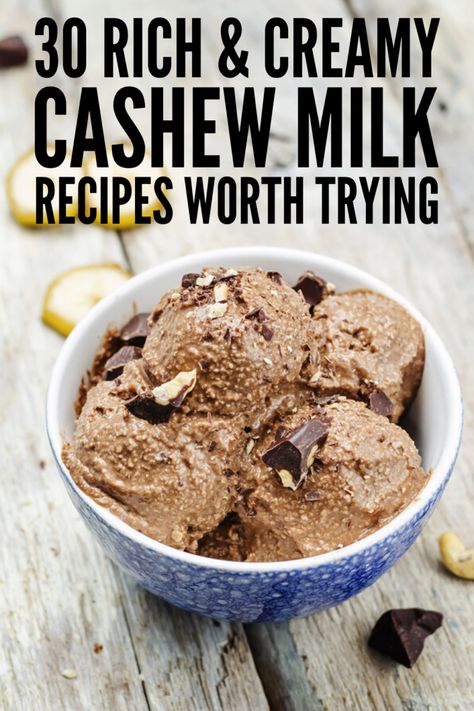 Cashew Recipes Desserts, Healthy Dairy Free Recipes, Cashew Milk Ice Cream, Cashew Milk Recipe, Crunch Protein Bar, Cashew Smoothie, Nut Milk Recipe, Homemade Cashew Milk, Homemade Nut Milk