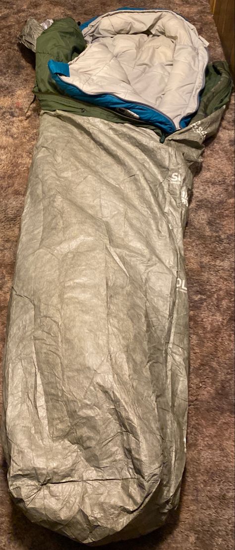 North face cold weather mummy sleeping bag military patrol sleeping bag and a SOL Escape Bivy for the bivy bag Sleeping Bag Aesthetic, Bivy Bag, Military Pattern, Mummy Sleeping Bag, Sleeping Mat, Bags Aesthetic, Art References, Sleeping Bag, Camping & Hiking