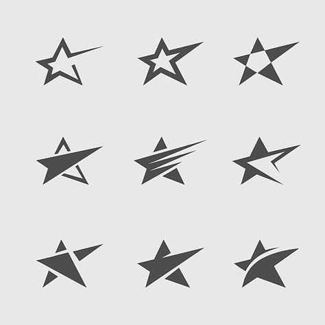 Logo Star, Star Icon, Star Logo Design, Star Tattoo Designs, Logo Shapes, Star Illustration, Star Logo, Icon Set Vector, Free Vector Graphics