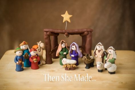 Polymer Clay Nativity Scene – Polymer Clay Clay Nativity, Nativity Stable, Diy Nativity, Christmas Arts And Crafts, Sculpey Clay, Christmas Clay, Polymer Clay Christmas, Nativity Crafts, Christmas Classroom