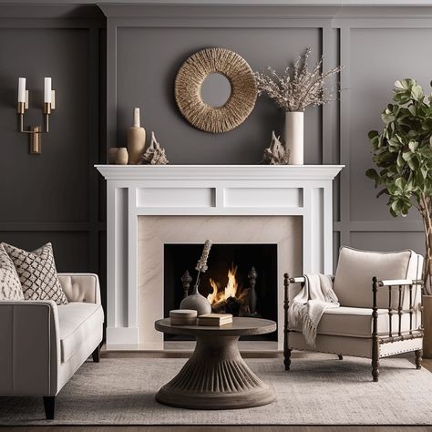 Mantels Ideas Fireplace, Board And Batten Fireplace, Fireplace Inspiration, Fireplace Feature Wall, Dining Room Accents, Living Room Decor Fireplace, Classic Living Room, Fireplace Remodel, Fireplace Ideas