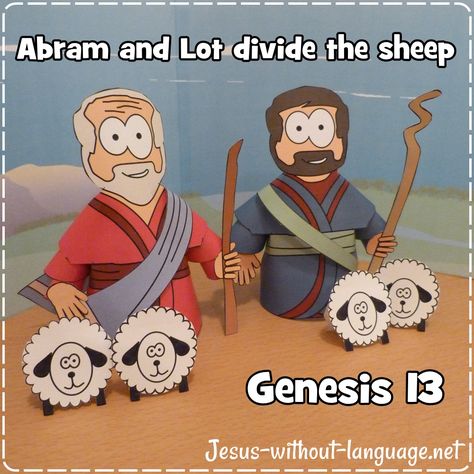 Lot and sheep templates + background. Genesis 13. #Jesuswithoutlanguage Abraham Craft, Lot Bible, Abraham And Lot, Templates Background, Genesis 11, Bible Story Crafts, Sunday School Crafts For Kids, Holiday Club, Bible School Crafts