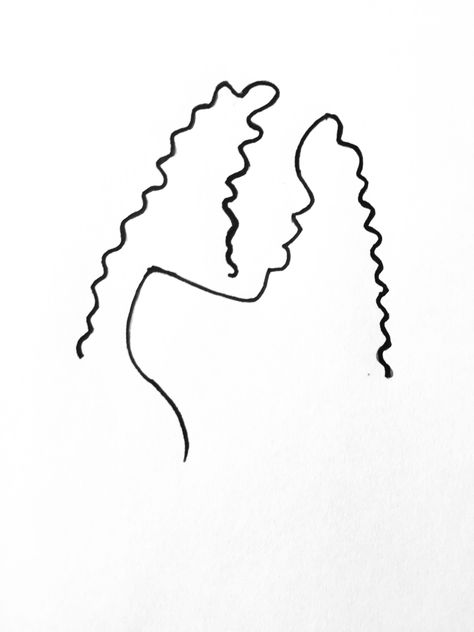 Curly Hair Doodle, Curly Hair Tattoo, Curly Tattoo, Curly Drawing, Curly Design, Tight Curly Hair, Curly Hair Cartoon, Face Line Drawing, Painted Clothes Diy