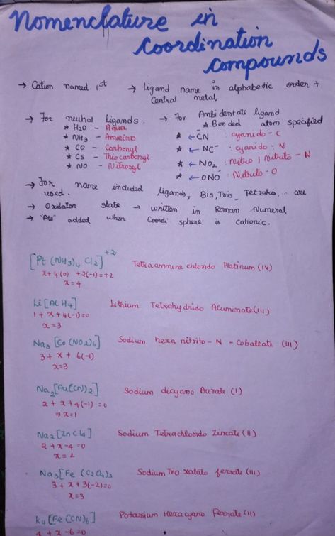 Nomenclature
Werners Theory Examples and Diagrams Neet Notes, Study Flashcards, Medical School, Roman Numerals, School Stuff, Chemistry, Medical, Writing, Quick Saves