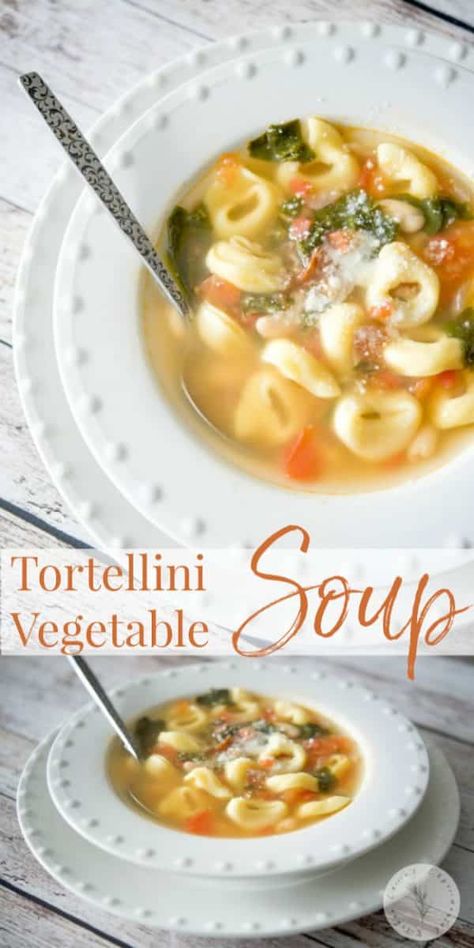 Recipes Using Vegetable Broth, Tortellini Vegetable Soup, Vegetable Broth Soup, Soup Tortellini, Meatless Soups, Cheese Tortellini Soup, Crock Pot Vegetables, Lenten Recipes, Hearty Soup Recipes