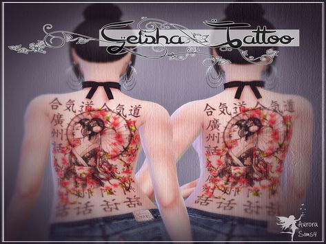 Found in TSR Category 'Sims 4 Female Tattoos' Dragon Tattoo Full Back, Inked Magazine Tattoos, Sims 4 Controls, Sims 4 Tattoos, Play Sims 4, Geisha Tattoo, Sims 4 Body Mods, Play Sims, 4 Tattoo