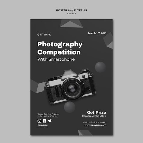 Camera Poster Design, Photography Workshop Poster, Poster Technology, Camera Poster, Technology Template, Poster Template Free, Poster Template Design, Poster Photography, Flyer Printing